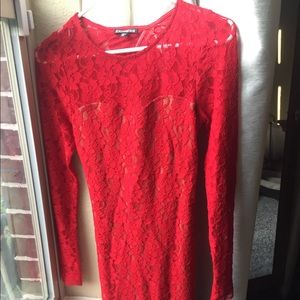 Stunning red lace Express dress with fun back